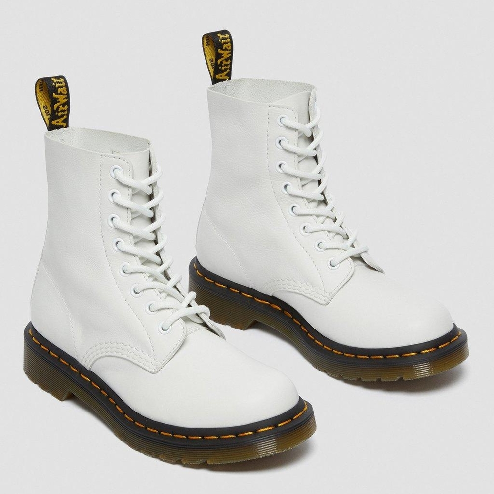 Doc Martens 1460 Pascal Virginia Leather Boots in White - Picture 2 of 6